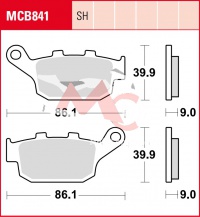 Zadní brzdové destičky Suzuki GW 250 Inazuma DC, rv. 13-14