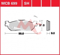 Zadní brzdové destičky Yamaha YP 250 R X-Max SG22, rv. 10-12